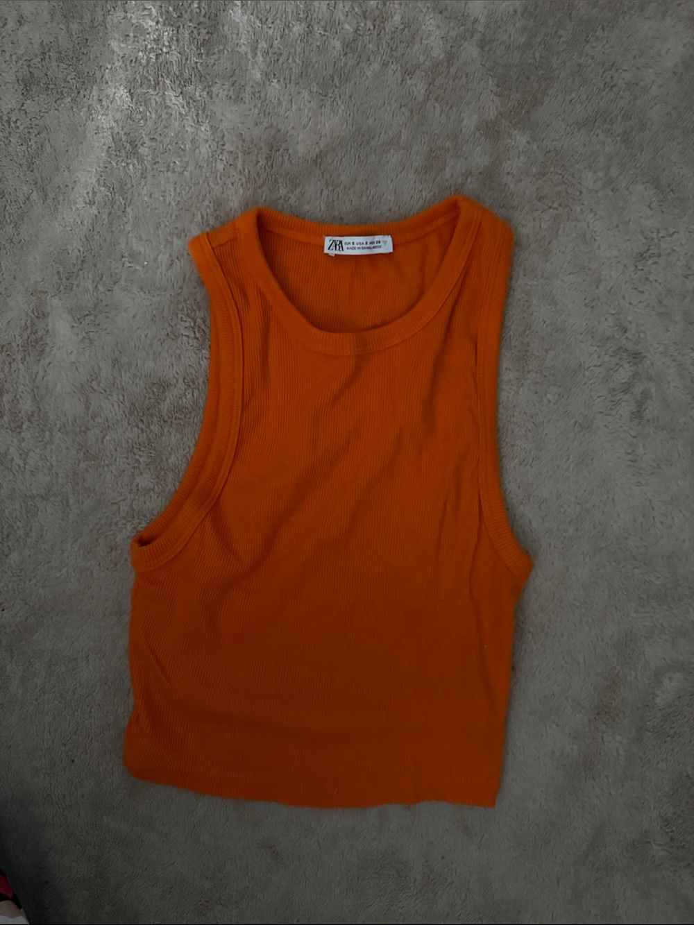Zara Bright Orange Ribbed Tank Top